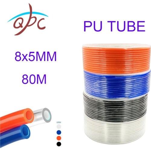 80meters/roll 8x5mm Air Hose For Compressor Polyurethane Tubing Pneumatic Tube Pipe PU Hoses Black Transparent Red Blue