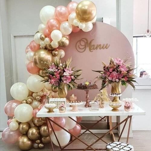 90Pcs Cream White Balloons Arch Kit Chrome Gold Globos Baby Shower Valentines Day Wedding Kid Birthday Decorations