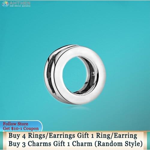 Ahthen 925 Sterling Silver Circle Clip Charm fit Original Pandora Reflexion Bracelets for Women Jewelry Brithday Girl Gift