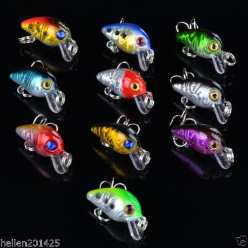 Free shipping Lot 10pcs Bronzing Fishing Lures CrankBait Floating Rattles Hooks Tackle Baits