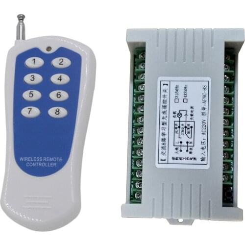 AC 220V 10A 8 CH 8CH RF Wireless Remote Control Switch System Relay Module Receiver Transmitter 315 / 433 MHz