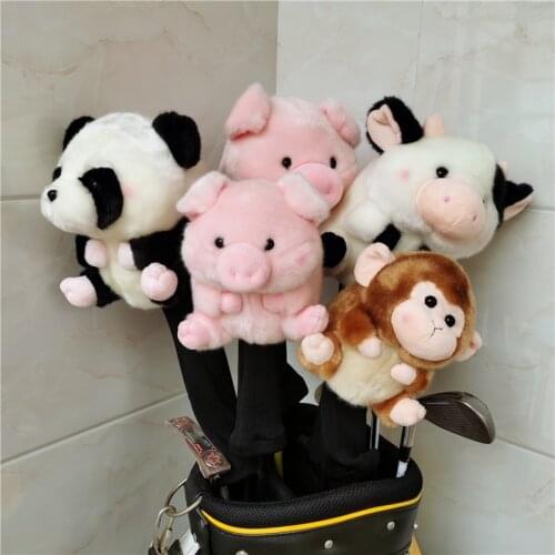 Plush golf driver headcover 460cc golf club FW Fairway wood cover Animal Panda Pig Monkey Cow
