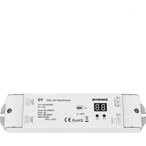 Triac DALI Dimmer 220V 110V 230V AC 1 Channel 1.2A 288W Numeric Display for LED Lamp Halogen Lights DT DALI AC Triac LED Dimmer