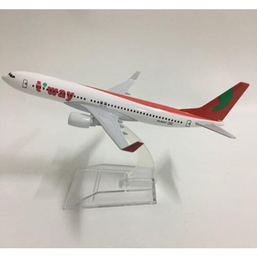 JASON TUTU 16cm Korea T'way Airlines Boeing 737 Plane Model Airplane Model Aircraft Model Diecast Metal 1:400 Plane Toy Gift