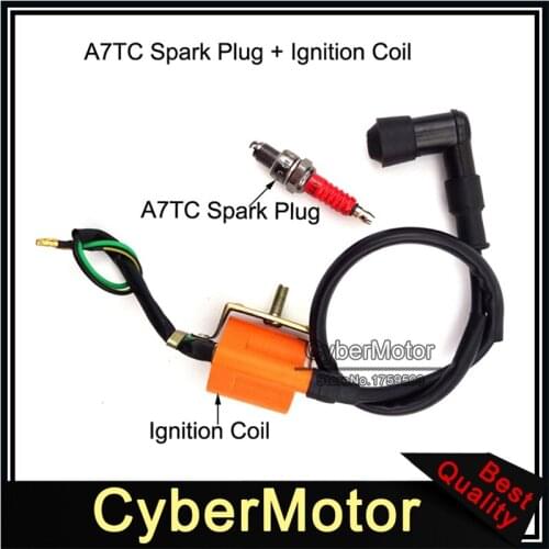 Racing Ignition Coil A7TC Spark Plug For 50 70cc 90cc 110cc Engine Chinese Lifan Zongshen Roketa ATV Quad 4 Wheeler Kazuma Sunl