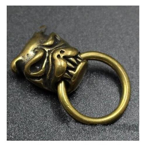 Chinese Brass Band Ring Lai Pi Dog Wealth Dog Purse Buckle DIY Clothing Leather Decorative Buckle Pendant Statue