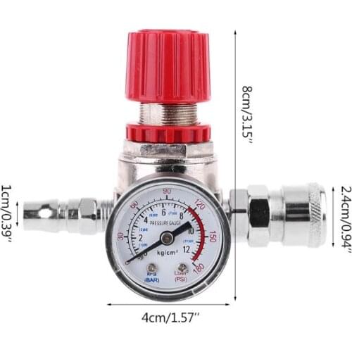 Pressure Regulator Switch Valve Gauge w Male/Female Connector for Air Compressor