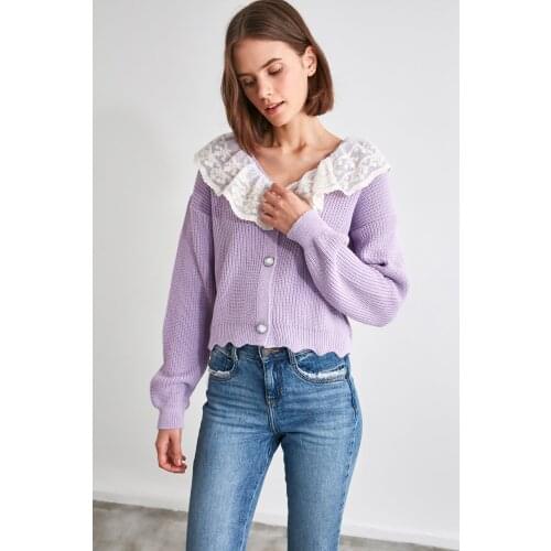 Lilac Lace Knitwear Cardigan