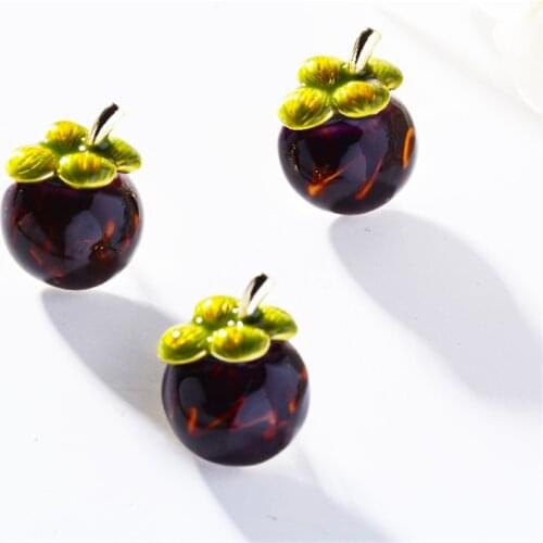 Cute Purple Mangosteen Enamel Pins Brooches for Women Hat Bag 2021 New Fruit Collar Pins Small Brooch Jewelry Gift broche femme