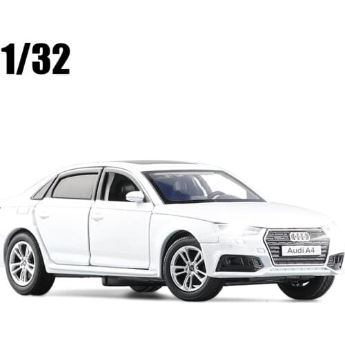 1/32 Scale Audi A4 Diecast Alloy Model Car Black White Blue With Light And Sound For Baby Gifts Collection Toys