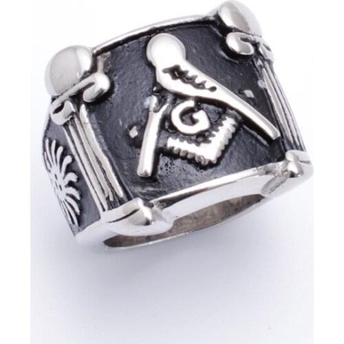 Fashion Masonic Ring New Silver color Mens Rings Jewelry Crown Stainless Steel Finger Ring