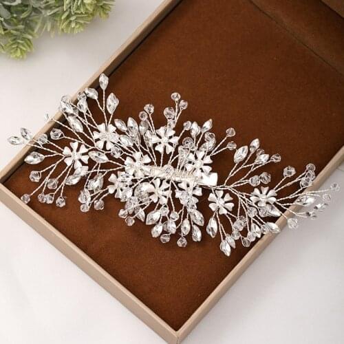 Fashion Silver Color Bridal Hairpins Full Crystal Women Jewelry Tiara Headbands Handmade Wedding Hair Accessorie