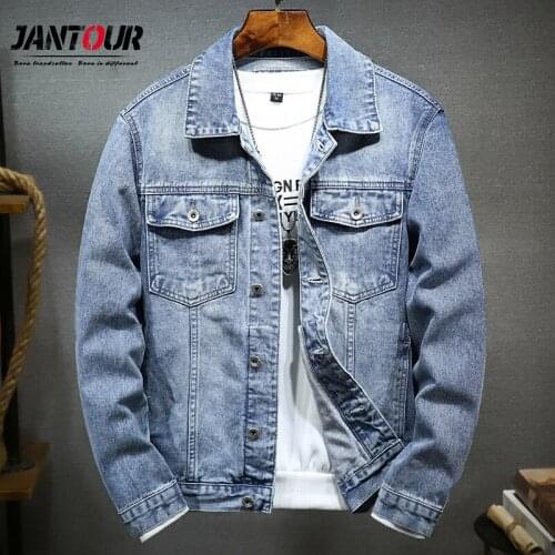 2020 New Jacket Men Fashion Letter Embroidery Erkekler Ceket Turn-Down Collar Biker Style Denim Jacket Cotton Material