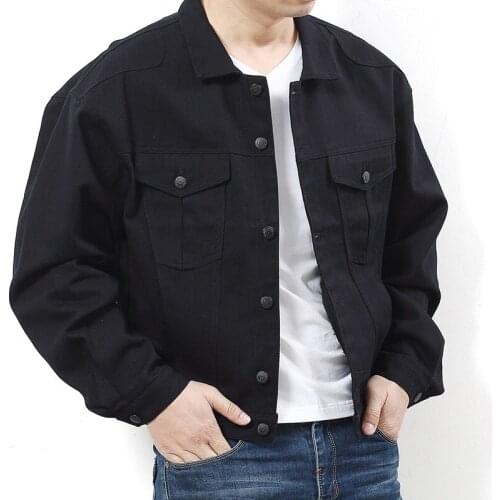 2018 mens spring and autumn big yards loose pure cotton denim jacket large size stylish mans lapel casual coat male clothes