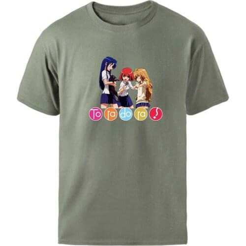 Mens T shirts Kpop Tees Oversize Black Tee Toradora Anime Cartoon Casual Loose Graphic Tee Shirt 2021 Homme Vintage Top