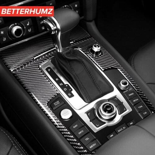 Carbon Fiber Stickers For Audi Q7 Interior Modification Car Gear Shift Panel Protective stickers Trim Decoration accessories