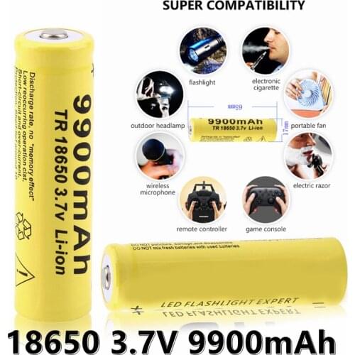 NEW 1-20Lot 18650 Battery 3.7V 9900mAh Rechargeable Li-ion Battery for LED Flashlight Torch Batery lI-ion Battery+ Free Shipping