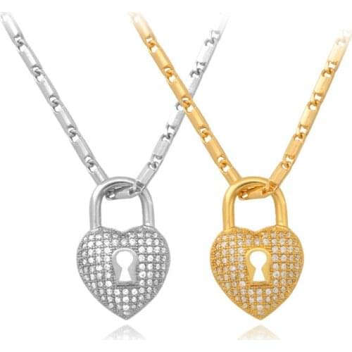 Heart Necklaces & Pendants For Women Men AAA+ Zircon Necklace Yellow Gold Color Rhinestone Charms Jewelry P273