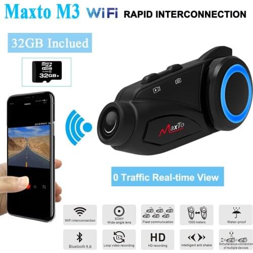 Motorcycle Group 6 Riders Motorbike Intercom Bluetooth & WIFI Recorer Helmet Interphone Interfono Moto with HD Sony DVR & 32GB