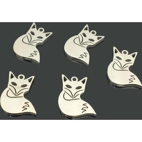 10pcs Fox Stainless Steel Jewelry Pendant Stainless Steel One Hole Fox Charm for DIY Jewelry Making
