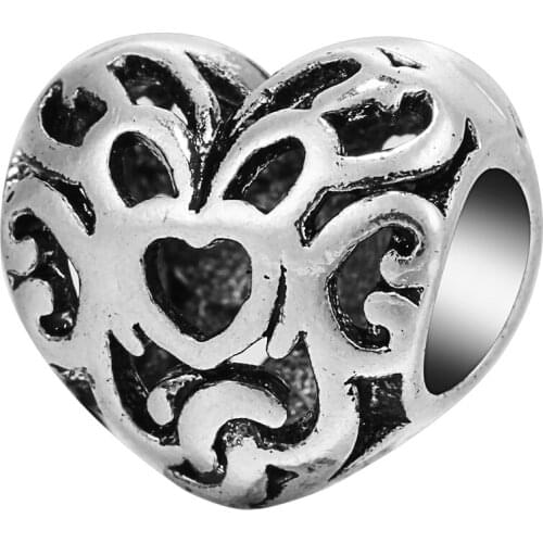 Luxurious Charm Beads For DIY Bracelets Hollow Bead Fashion Jewelry Heart Shaped Gift High Quality