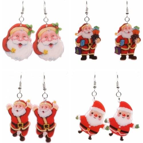 Christmas Santa Claus Dangle Earrings Snowman Deer Bell Christmas Tree Ear Jewelry Accessories Lovely Xmas Gifts for Women Girls