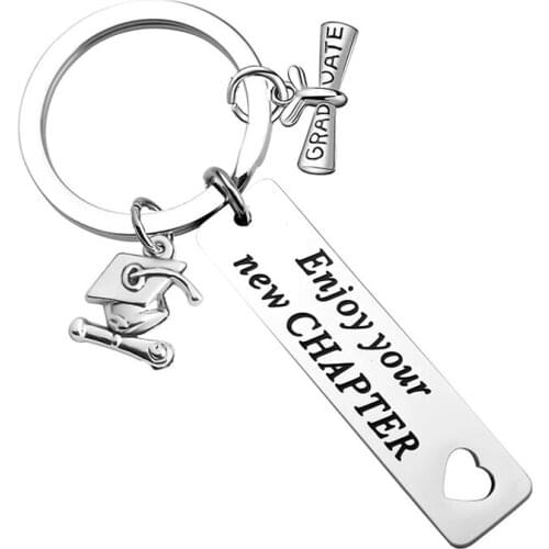 Bookworm Gift Enjoy Your New Chapter Keychain Retirement Graduation Gift New Beginnings Jewelry Librarian Teacher Gift