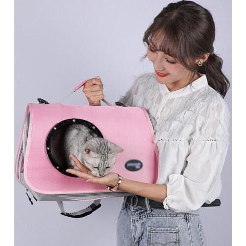 Carrier For Cat Pet Backpack Solid Color Oxford Wear-Resisting Cat Bag Travel Portable Simple Single Transportation Shoulder Bag