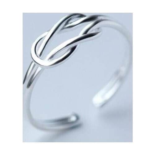 Shuangshuo Silver Plated Rings New Fashion Open Cross Knot Ring For Girl Women Gift Jewelry