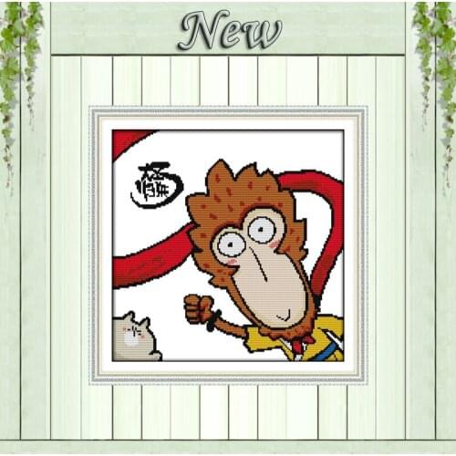 Sun Wukong monkey Alakazam the Great painting counted print on canvas Cross stitch DMC 14CT 11CT Needlework Sets Embroidery kits