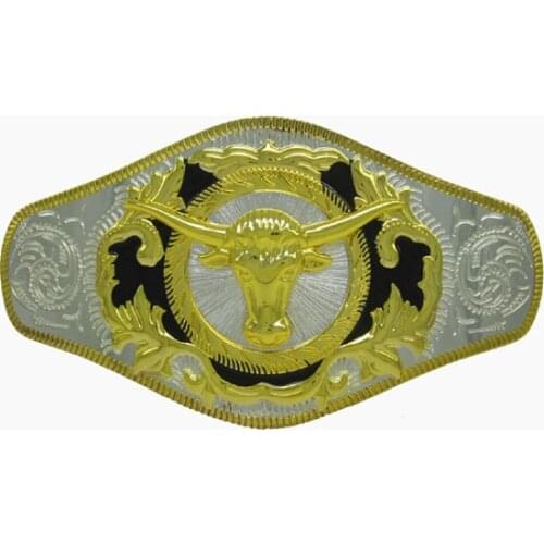 Oversize Bull Head Floral Design Silver And Gold Western Belt Buckle
