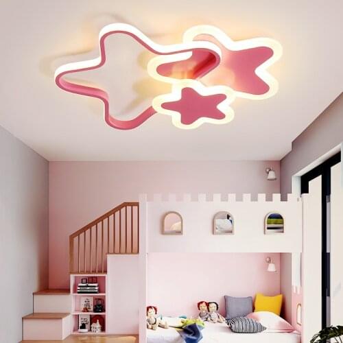 Moon Star LED Ceiling Light for Room Boys Girls Children Bedroom Decoration Lamps White Pink Nursery Kids Room Lighting Ceiling