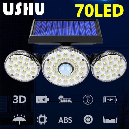 LJSHU LED Solar Light Outdoor Solar Lamp 70LED Powered Sunlight Waterproof PIR Motion Sensor Street Light for Garden Decoration