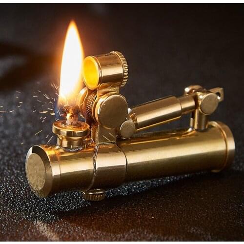 Vintage Pure Copper Flint Kerosene Lighters Flame Retro Metal Petrol Old Trenches Cigarette Lighter Smoker Gadgets