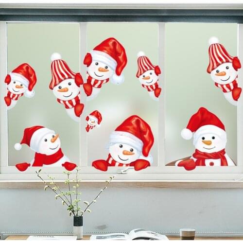 Christmas Window Stickers Merry Christmas Decorations Home Christmas Wall Sticker Kids Room Wall Decals 2022 New Year Stickers