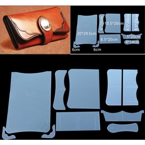 1Set PVC DIY Women Wallet Leather Stencil Sewing Pattern Leather Craft Template for Leather Handcrafts Lovers Home Supplies