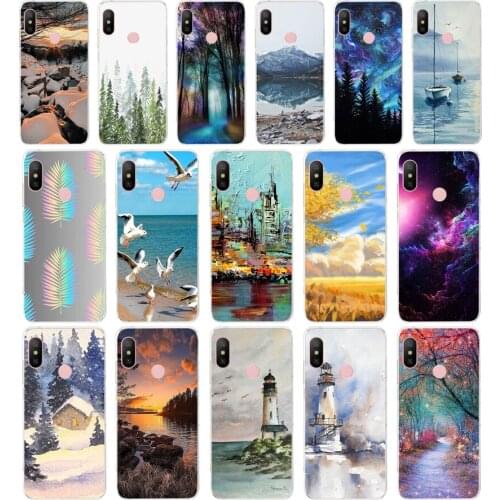 98AA Forest Art Sky Sea Tree gift Soft Silicone Tpu Cover phone Case for Xiaomi Redmi 6 Pro 6A 7A Note 6 Pro 7 case