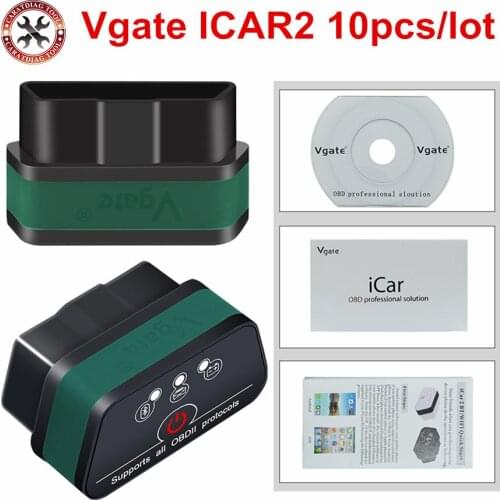 10pcs/lot Vgate ICar2 ELM327 OBD2 Bluetooth Adapter Auto OBD Scanner Car Code Reader Diagnostic Tool Universal OBD2 Scanner