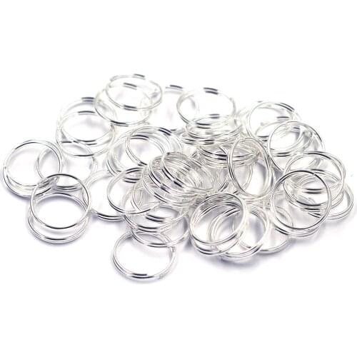 100Pcs Double Loops Open Jump Rings Alloy Round Silver Plated Jewelry DIY Findings 12x0.7mm