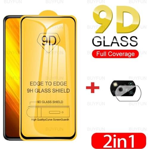 2in1 9D Scratch Resistant Tempered Glass For Poco X3 6.67inch screen protector for xiaomi poco x3 m3 pro f3 x3nfc camera film