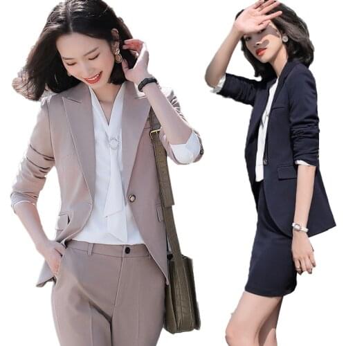 2020 Fashion Female Elegant Business Pant Suits Office Uniform Formal OL Long Blazer And Pants 2 Piece Set Jacket Trousers