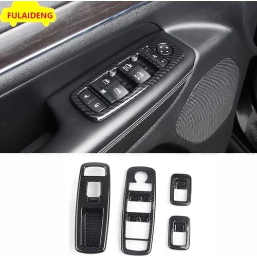 4pcs For Jeep Grand Cherokee 2014-2020 Carbon fiber ABS Matte Window Switch Panel Cover Trim Car Styling Accessories