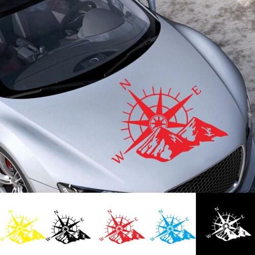 5 Colors Car Stickers Art Design Mountains Compass Navigate Car Offroad Hood Sticker Decal Auto Fashion Decoration for Jeep