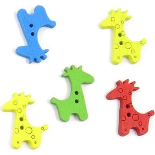 50 Pieces Sewing Buttons Mixed Giraffe Wooden Wood Arts Crafts Notions Supplies Fasteners