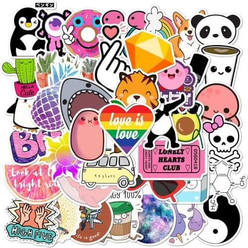 50Pcs Stickers Aesthetic Laptop Sticker Sticker Pack Comics Cartoon Sticker Cute Sticker Bike Bomb Sticker Girls Sticker