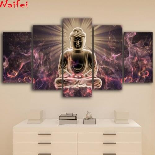 Full Square/Round Drill 5D DIY Diamond Painting 5pcs "abstract buddha Buddhism meditation"Embroidery Cross Stitch 5D Home Decor