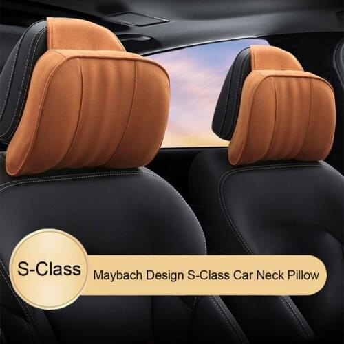 Car Headrest Ultra Soft Pillow Suede Fabric Comfortable Neck Pillow Seat Cushions Universal for Maybach S-Class Neck Pillow