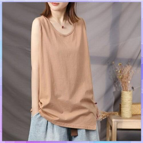 Plus Size Cotton Tank Top Womens Camis Solid Loose Vest Female Summer Thin Basic Tops Casual Sleeveless T-shirts Camisole