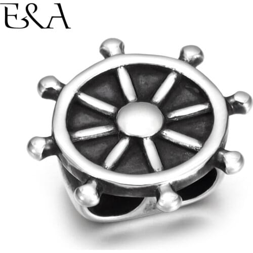 Stainless Steel Slider Beads Rudder Blacken Double Hole 5mm / 6mm Bracelet Slide Charms for Jewelry Making DIY Accessories