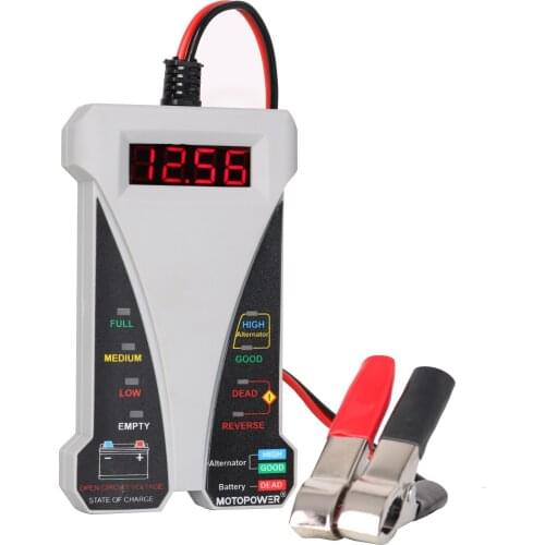MOTOPOWER MP0514F 12V Digital Car Battery Tester with LCD and LED display GREY